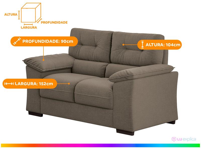 Sofá 2 Lugares Suede Decore Cascaya Linoforte - Sofá 2 Lugares